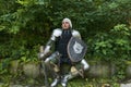 Portrait of a man in a knight`s armor